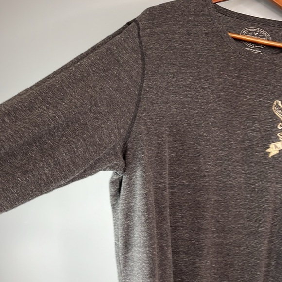 American Eagle Mens 3D Graphic Long Sleeve T-Shirt Charcoal Grey Athletic Fit XL - Picture 5 of 11